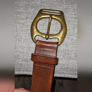 RRL. Belt. Equestrian themed buckle. Tan.32"